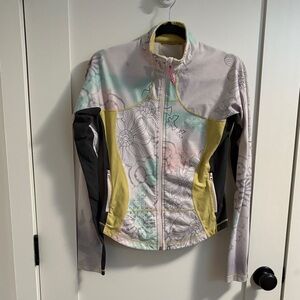 Floral rare lululemon Women's zip up Jacket with Yellow Accents